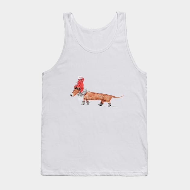 Funny Dachshound Lover Gift Tank Top by Anna Hlimankova